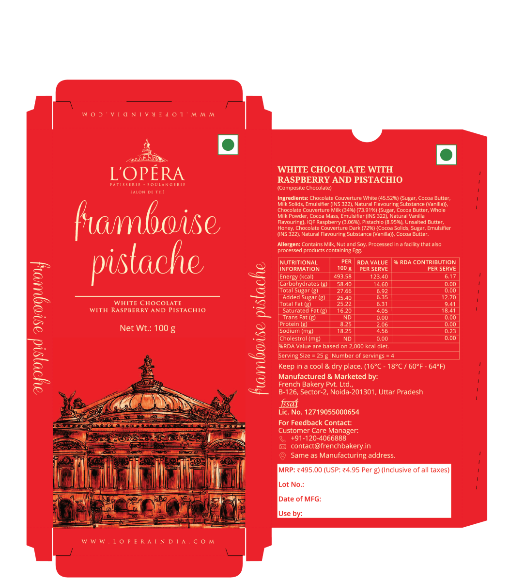 White Chocolate with Pistachio & Raspberry - L’Opéra - FG1481