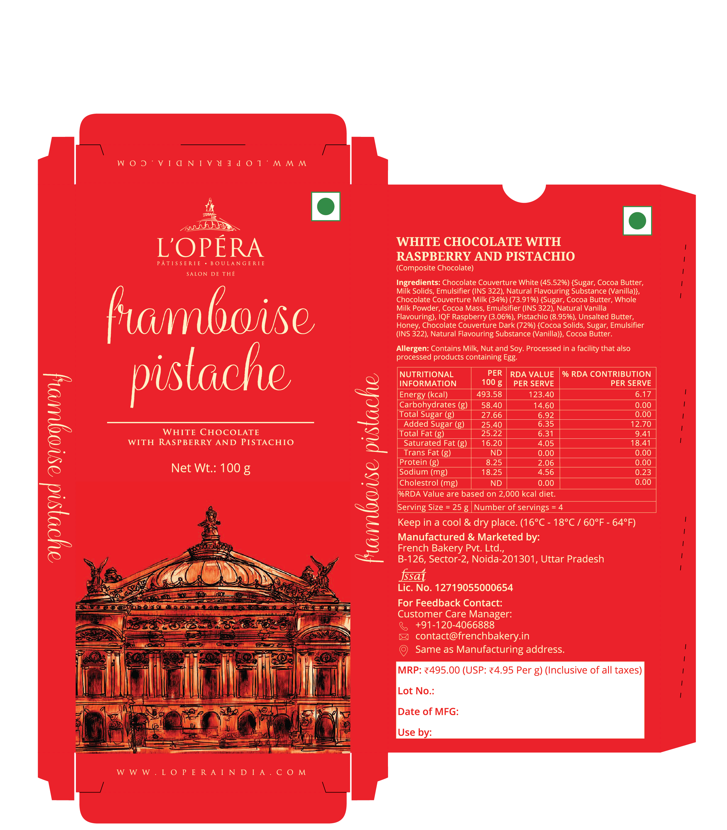 White Chocolate with Pistachio & Raspberry 